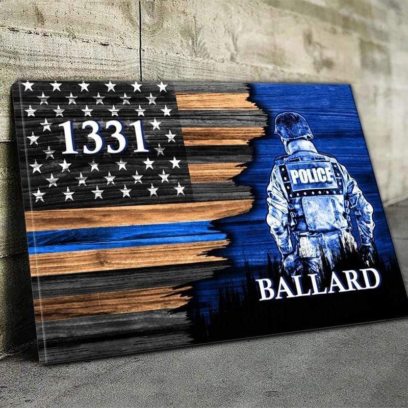 Police Officer Suit Half Thin Blue Line Flag Personalized posters Print