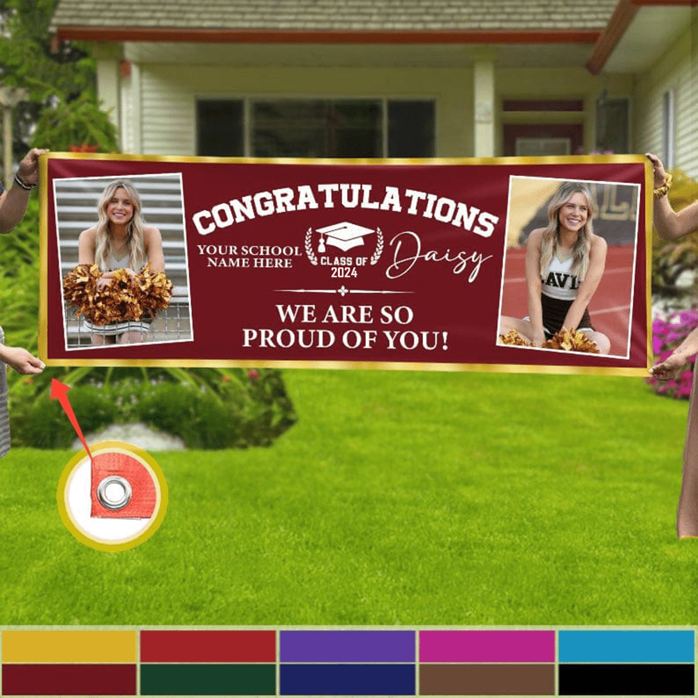 Congratulations Graduation Banner with 2 Pictures