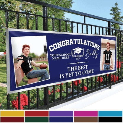 Congratulations Graduation Banner with 2 Pictures