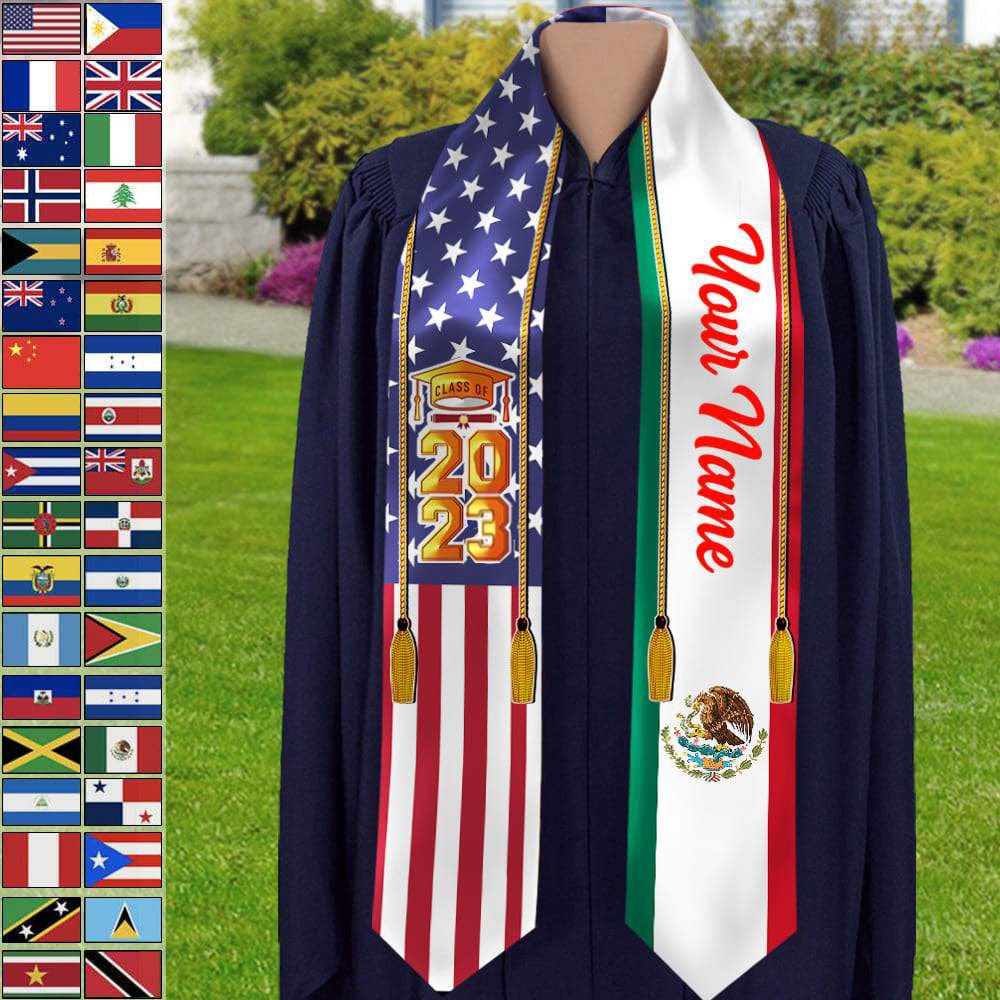 Country Flag Class of 2024 Stoles Sash, Graduation Gift, Senior Gift