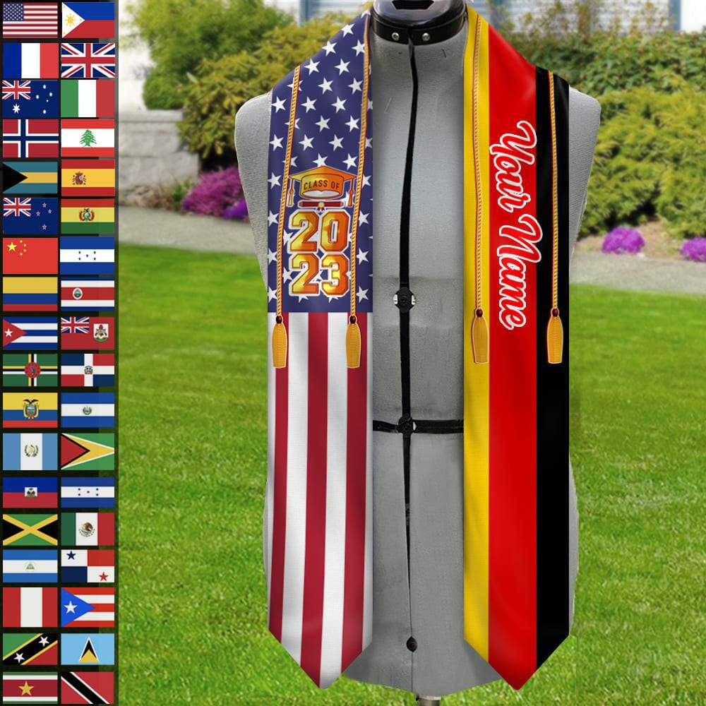 Country Flag Class of 2024 Stoles Sash, Graduation Gift, Senior Gift