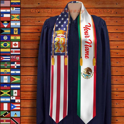 Country Flag Class of 2024 Stoles Sash, Graduation Gift, Senior Gift