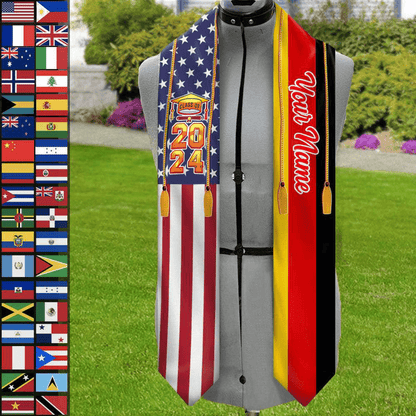 Country Flag Class of 2024 Stoles Sash, Graduation Gift, Senior Gift