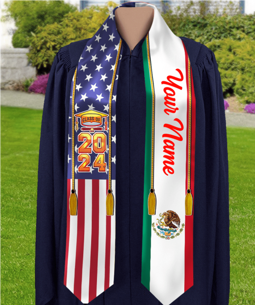 Country Flag Class of 2024 Stoles Sash, Graduation Gift, Senior Gift