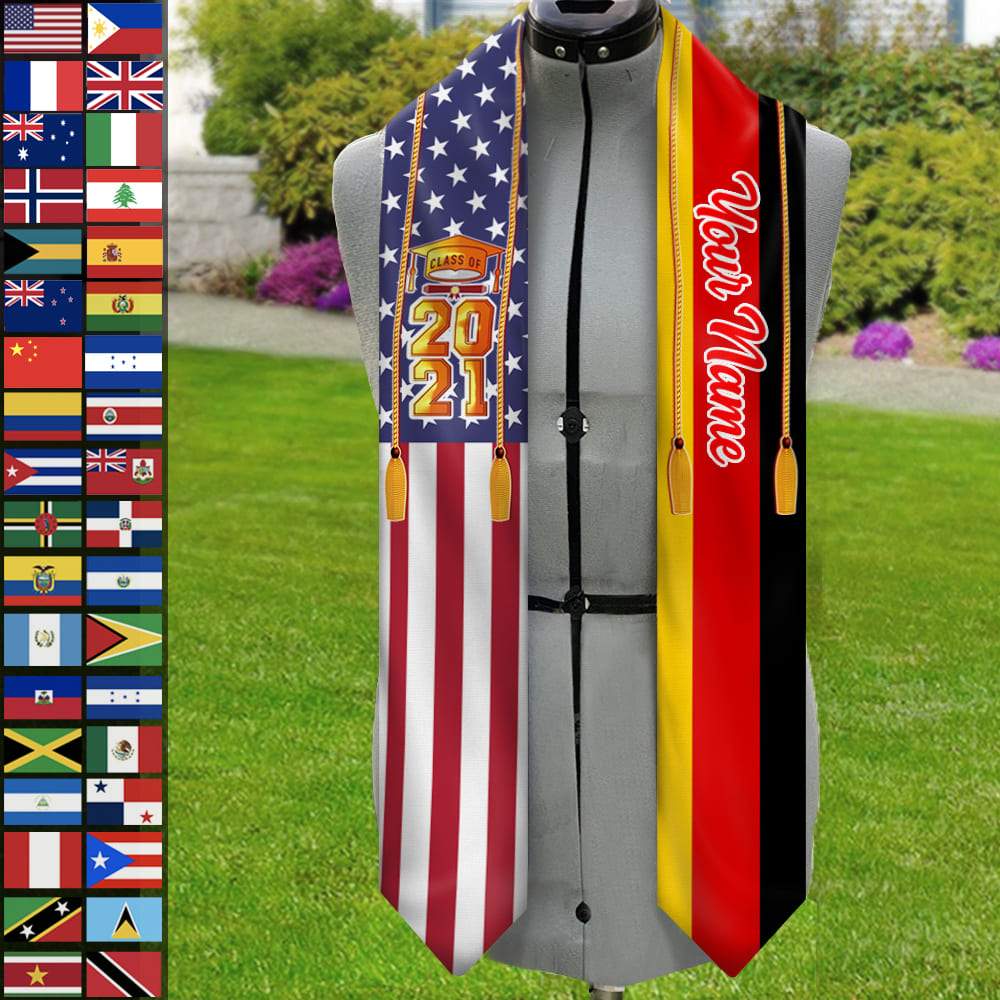 Country Flag Class of 2024 Stoles Sash, Graduation Gift, Senior Gift