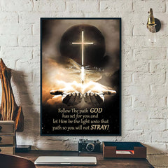 Follow The Path God Has Set For You Poster Wall Art Scripture Wall Print Distressed Typographic Jesus Poster Inspirational Positive Quotes