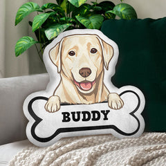 Dog With Bone Pillow, Personalized Pillow, Gift For Dog Lovers